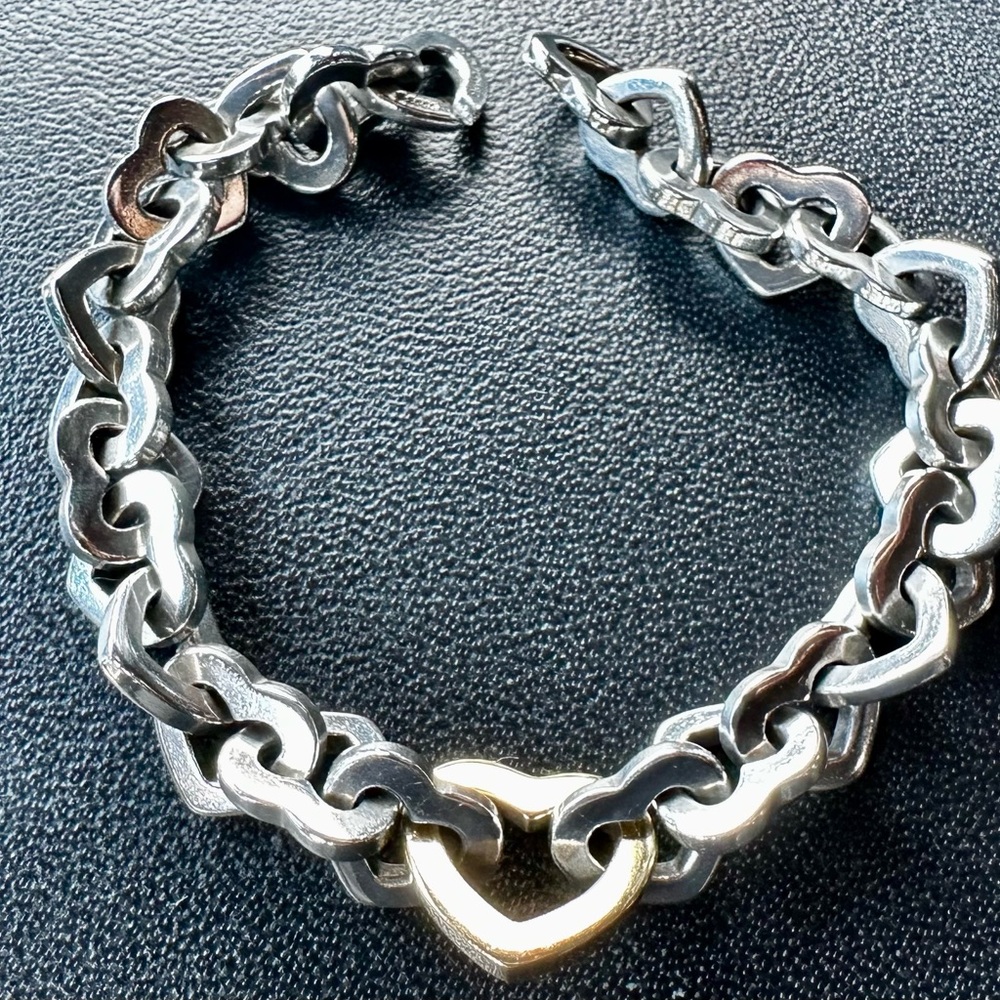 Tiffany & Co Vintage 925 Heart Link Bracelet very rare .